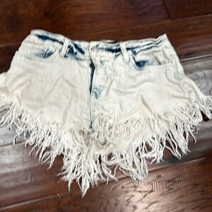 Forever 21 fringe bleach denim jean shorts sz medium
